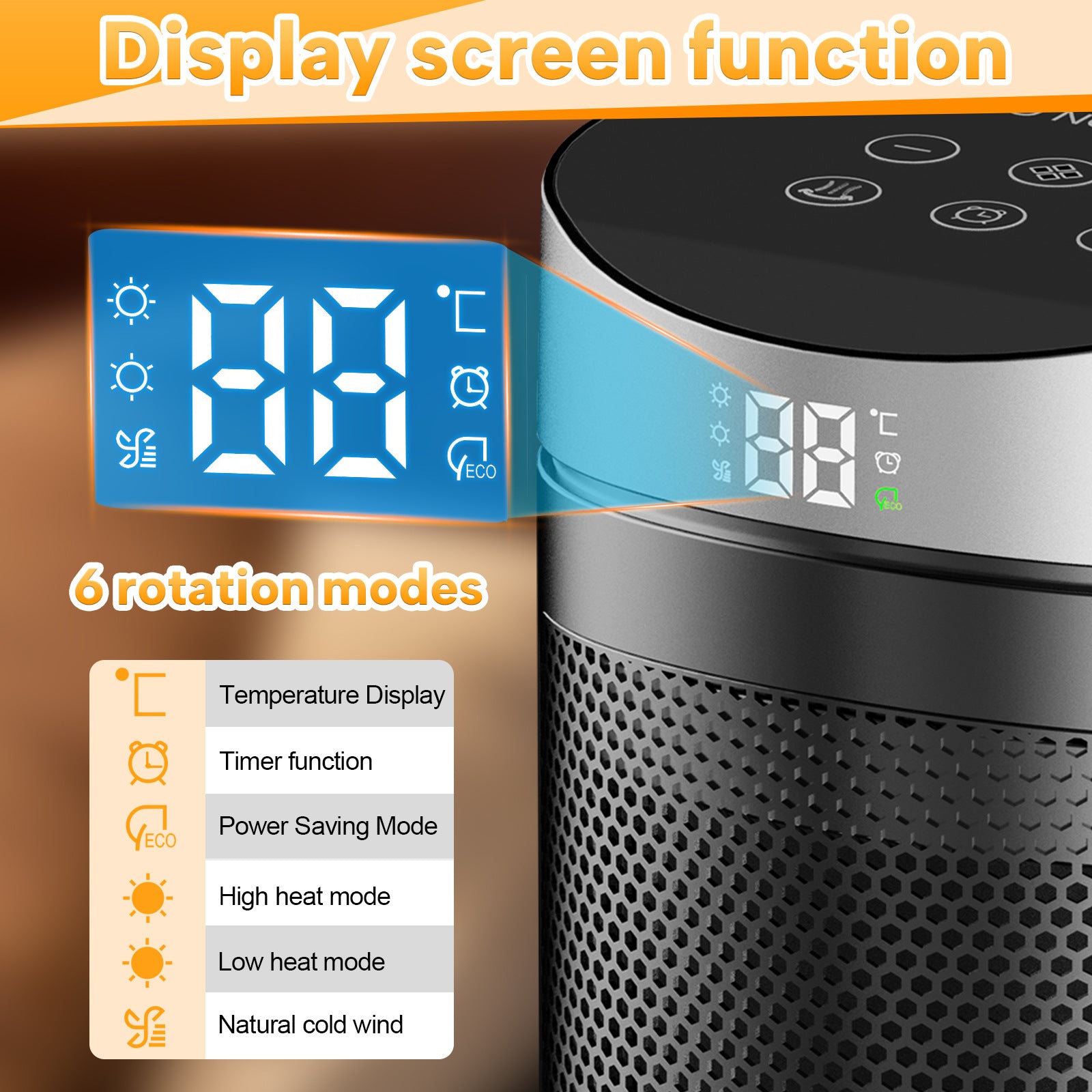 Home touch screen remote control heater desktop electric heater small solar heater