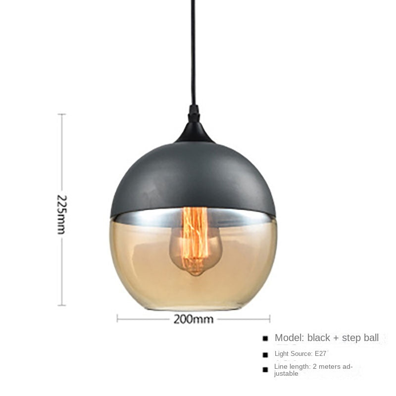 Industrial Style Pendant Light Single Head Creative Personality Hotpot Restaurant Bar Milk Tea Shop INS Front Desk Glass Ball Pendant Light
