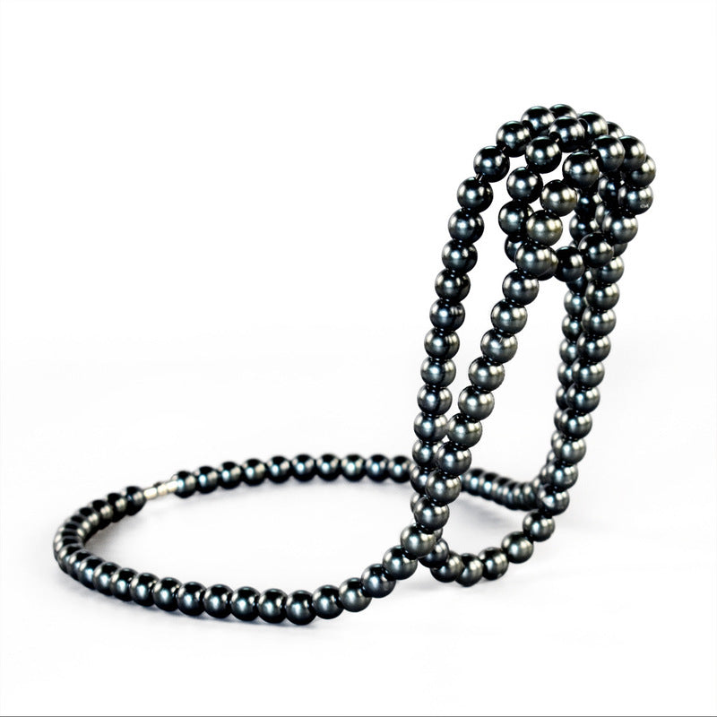 Metal Wine Rack with Pearl Necklace Design, Creative Magic Floating Wine Bottle Holder, Home Desktop Decor Display Stand