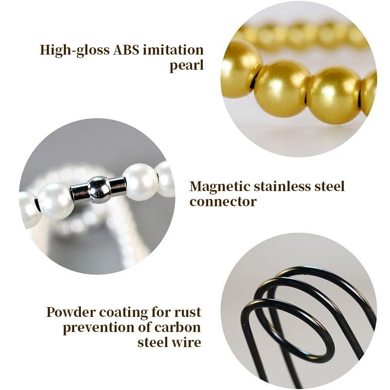 Metal Wine Rack with Pearl Necklace Design, Creative Magic Floating Wine Bottle Holder, Home Desktop Decor Display Stand