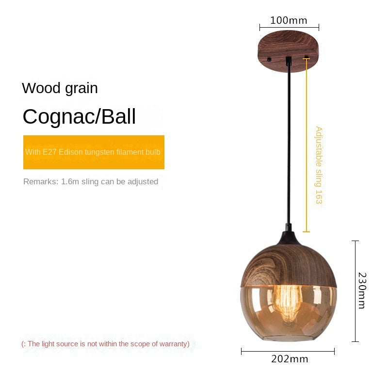 Industrial Style Pendant Light Single Head Creative Personality Hotpot Restaurant Bar Milk Tea Shop INS Front Desk Glass Ball Pendant Light