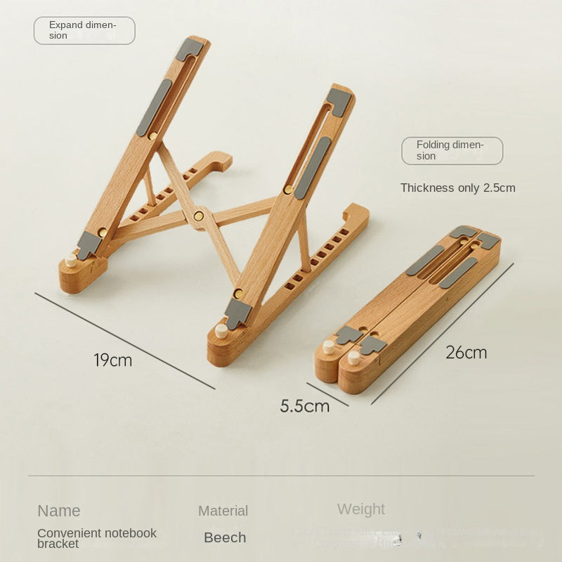 Laptop Stand Desktop Riser Elevated Ventilated Base Vertical Creative Storage Wooden Shelf