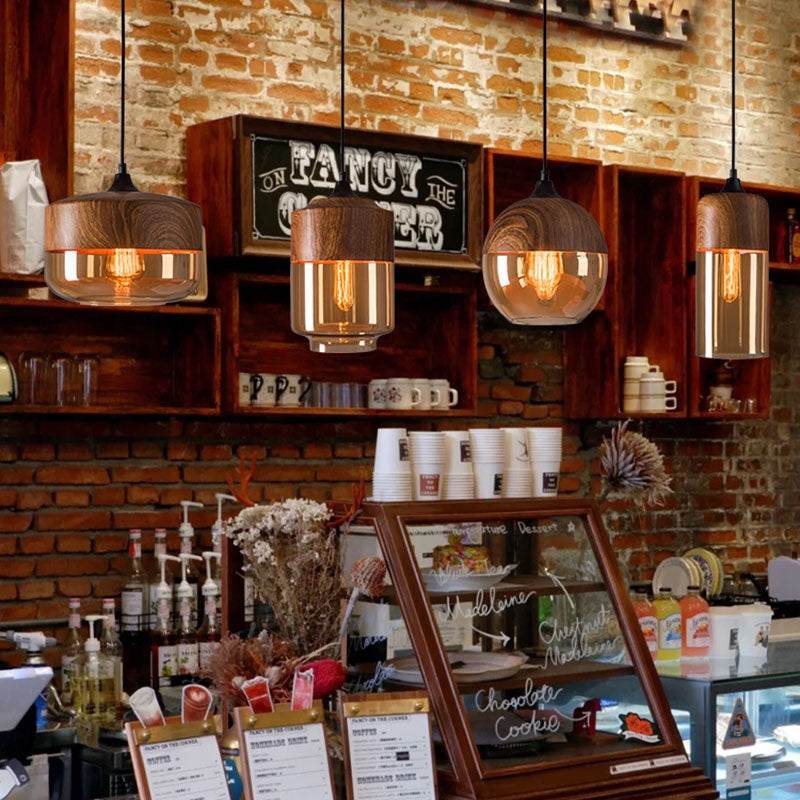 Industrial Style Pendant Light Single Head Creative Personality Hotpot Restaurant Bar Milk Tea Shop INS Front Desk Glass Ball Pendant Light